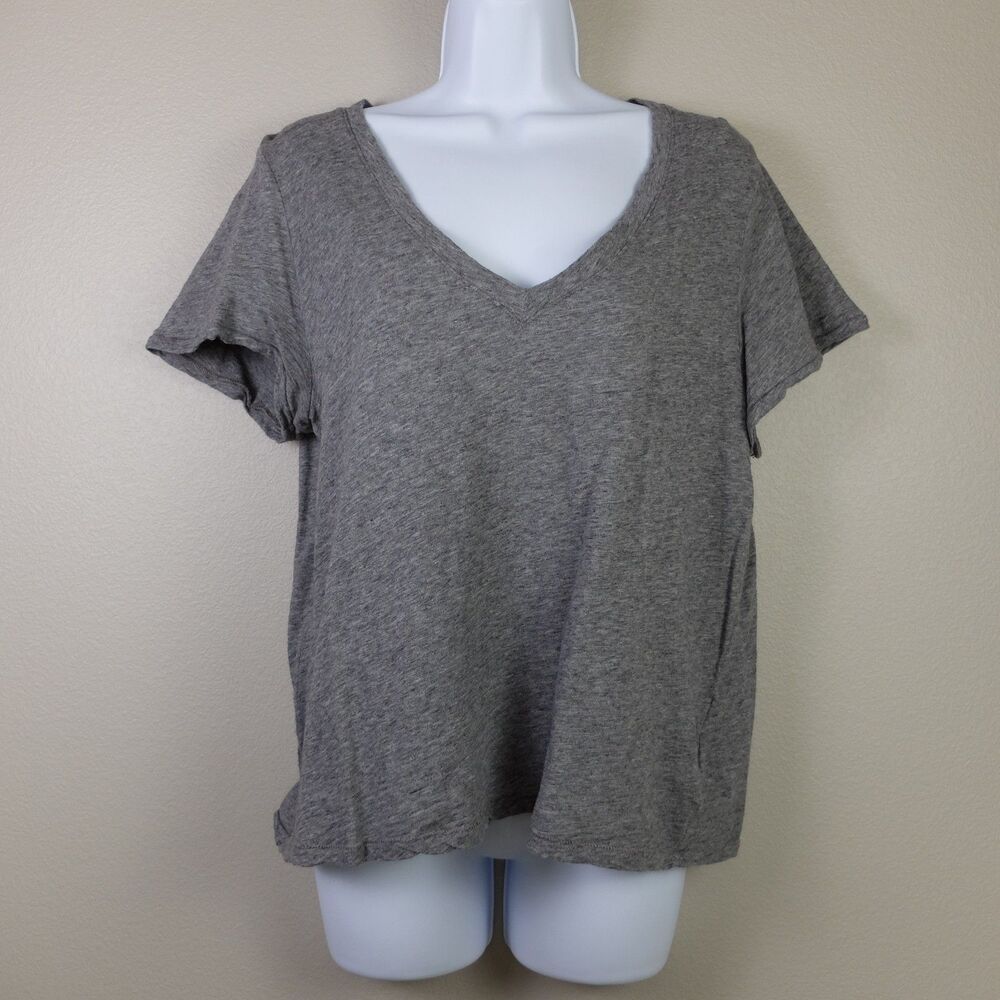 Madewell Women's Whisper V-Neck Short Sleeve Heather Iron Tee Size Medium - Picture 3 of 7